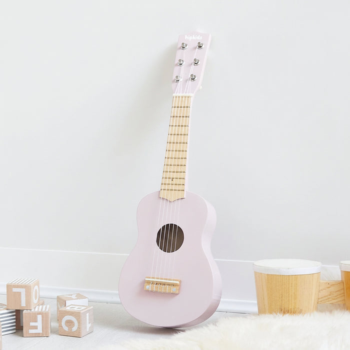 HipKids Wooden Toy Guitar Soft Pink