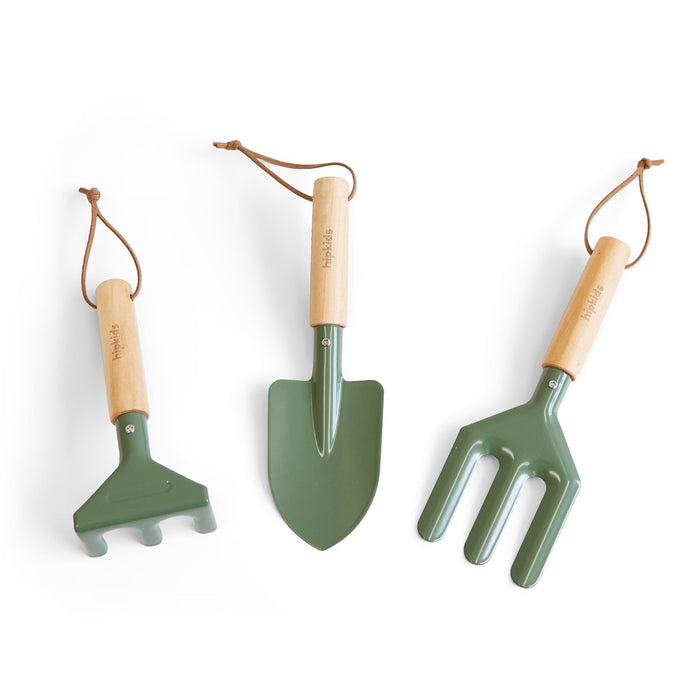 Kids 3pc Garden Tool Set Olive