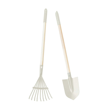 Kids Rake & Shovel Garden Tools Vintage White