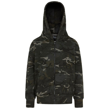 black btp kids kombat hoodie with hood up