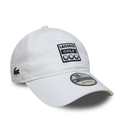 Pictured is this Lacoste X New Era Golf 9TWENTY cap in white. 1