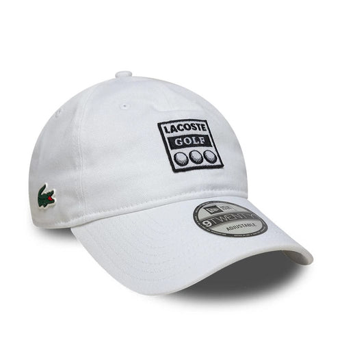 Pictured is this Lacoste X New Era Golf 9TWENTY cap in white. 1
