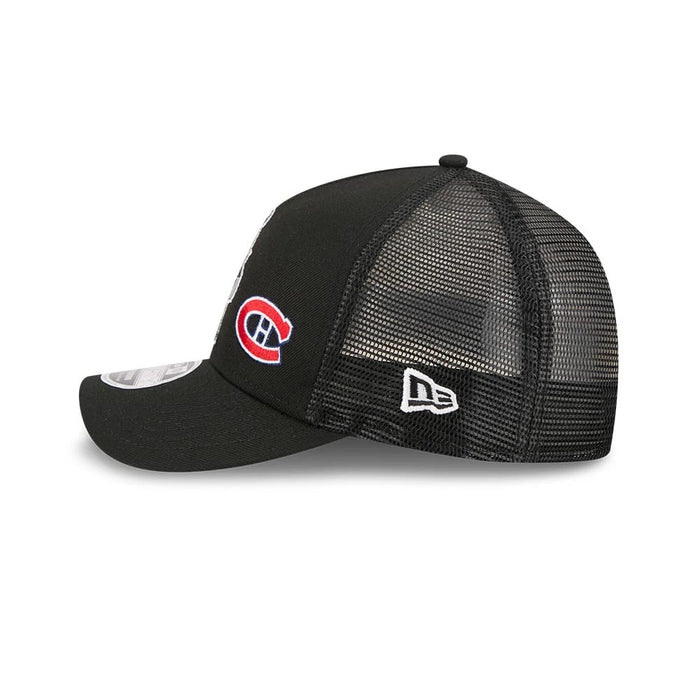 Pictured is this NHL Stanley Cup Champions Toronto Maple Leafs 9FORTY M-Crown A-Frame Trucker Adjustable cap in black. 5