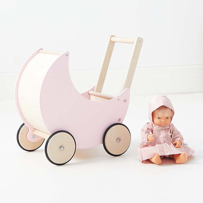 Moon Pram with Daisy Doll Bedding Bundle Soft Pink/Daisy