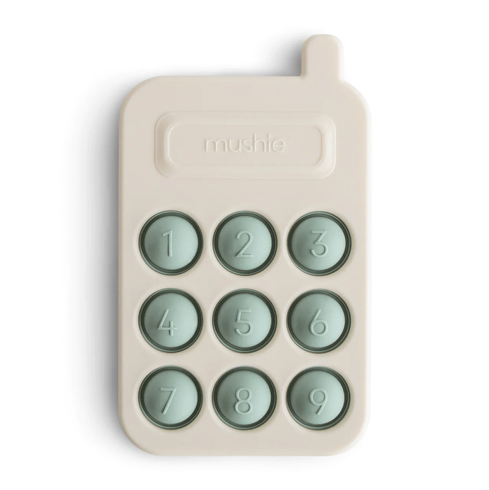Mushie Phone Press Toy Cambridge Blue