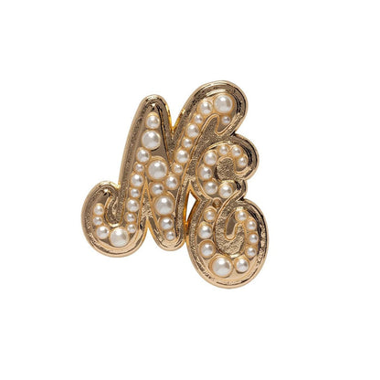 Pictured is this New Era Faux Pearl Pin Badge in gold. 1