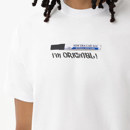 The model is wearing this New Era I Am Original T-Shirt in white. 4