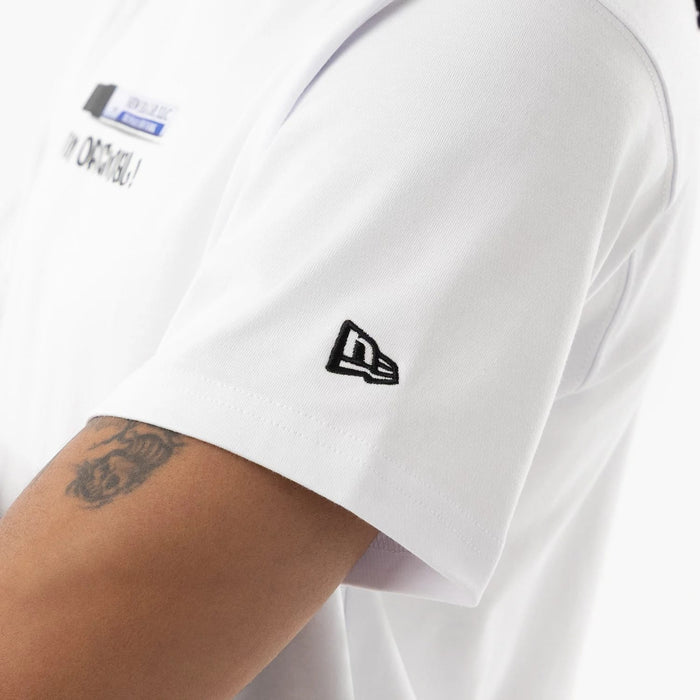 The model is wearing this New Era I Am Original T-Shirt in white. 5
