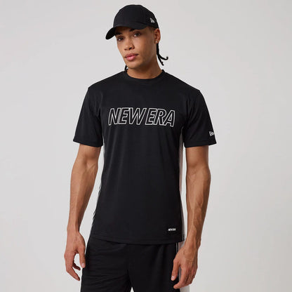 The model is wearing this New Era Mesh T-Shirt in black. 1