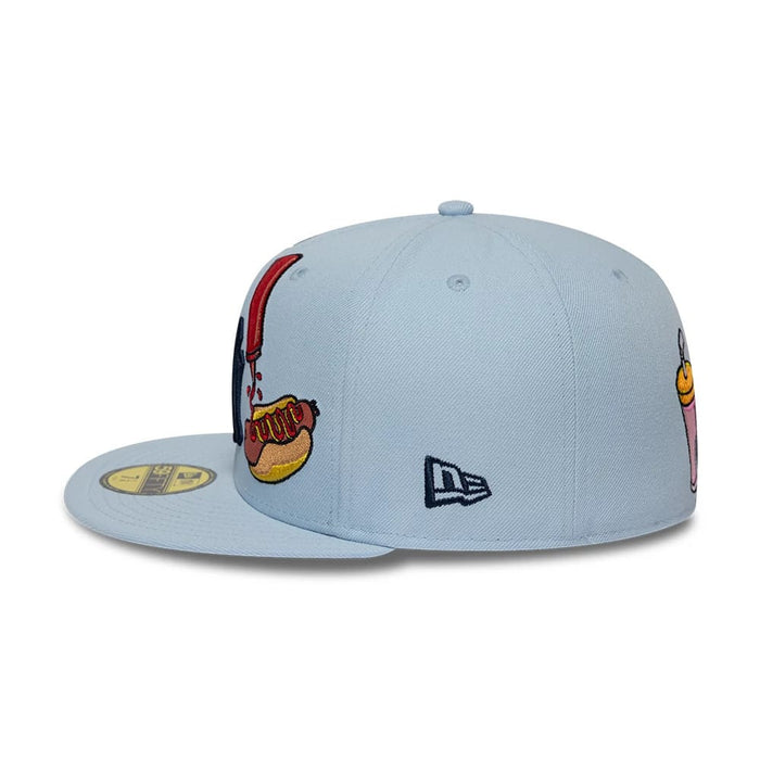 Pictured is this MLB Food New York Yankees 59FIFTY Fitted cap in pastel blue. 5