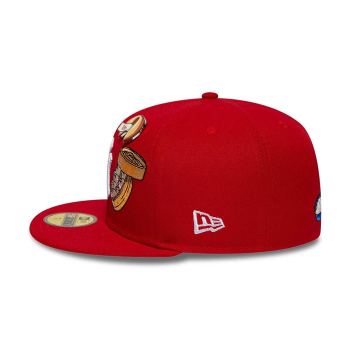 Pictured is this MLB Food New York Yankees 59FIFTY Fitted cap in red. 6