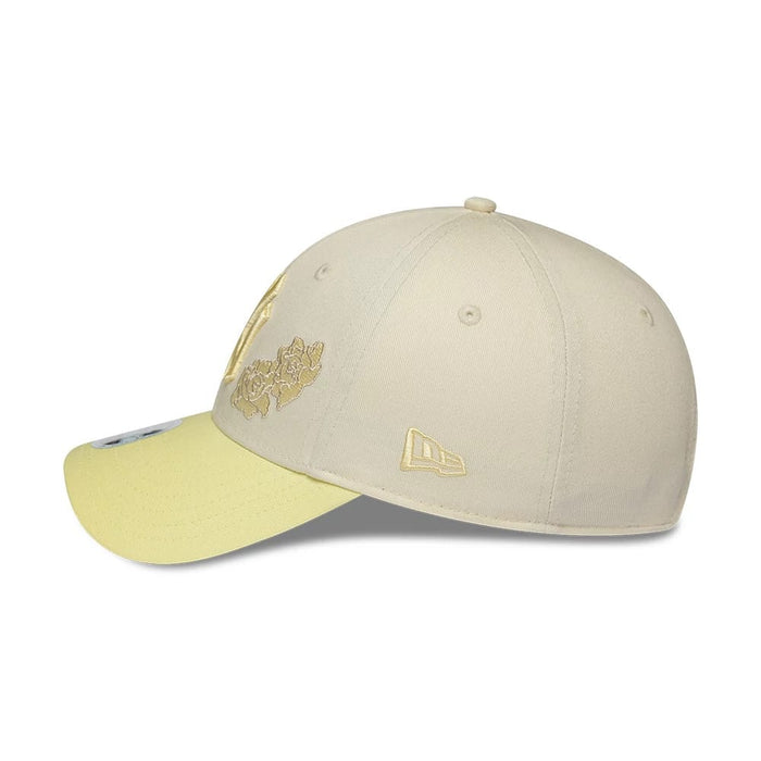 Pictured is this Womens MLB Floral New York Yankees 9FORTY cap in Cream. 5
