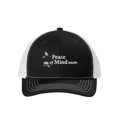 Peace of Mind- Port Authority® Youth Snapback Trucker Cap with embroidered logo on the front