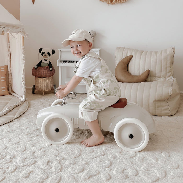 Ride On Steel Racer Push Car Vintage White