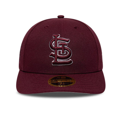 Pictured is this MLB College Varsity St. Louis Cardinals Low Profile 59FIFTY Fitted cap in dark red. 3