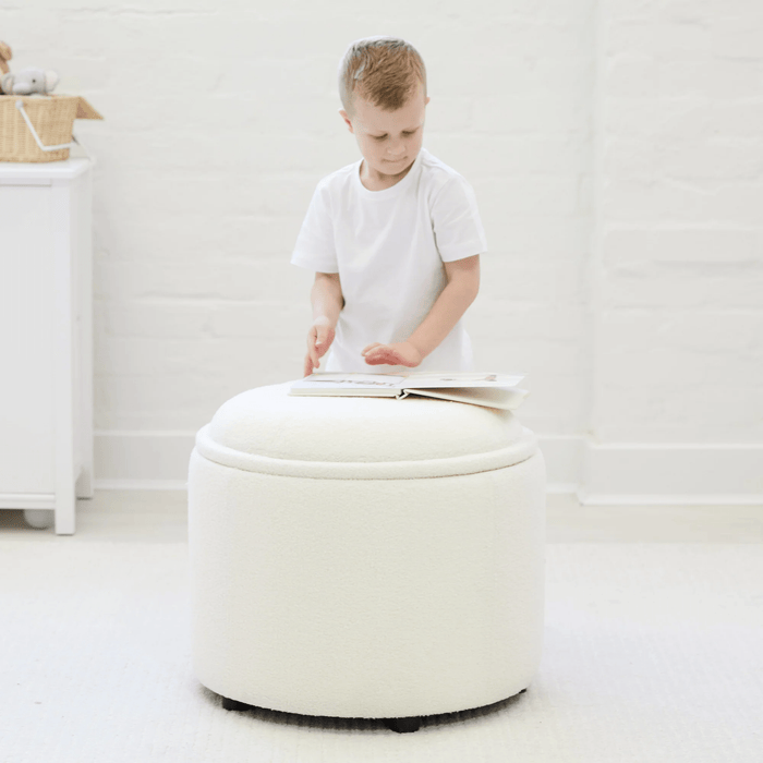 Store & Play Toy Box / Bedside Table Ivory Boucle