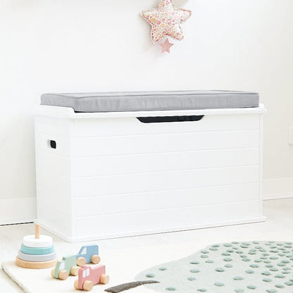 Taylor Toy Box w/ Corduroy Cushion Silver Mist