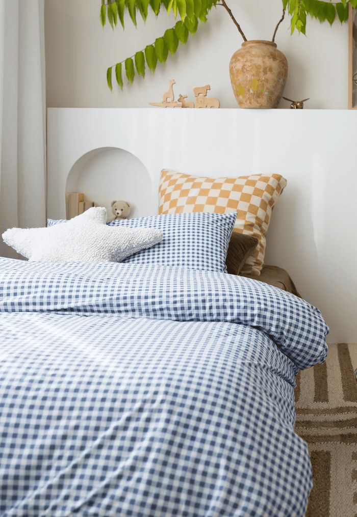 The Midnight Gang Dusty Blue Gingham Bed Wetting Mat