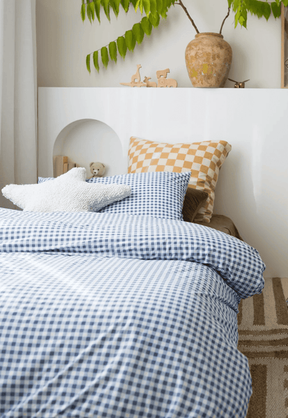 The Midnight Gang Dusty Blue Gingham Bed Wetting Mat
