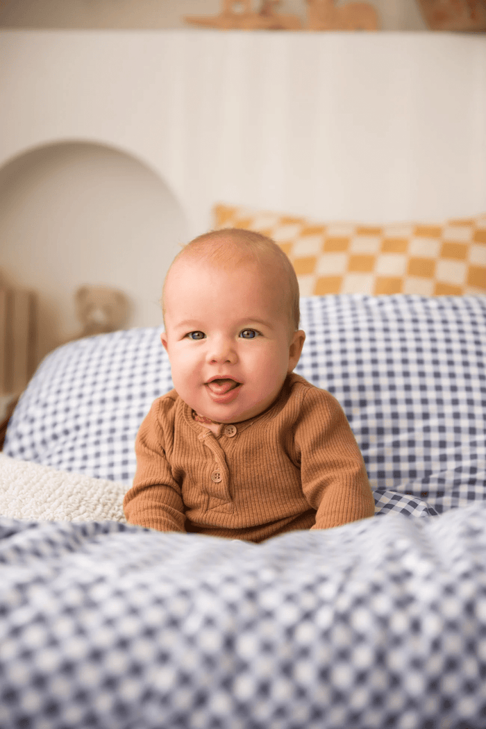 The Midnight Gang Dusty Blue Gingham Bed Wetting Mat
