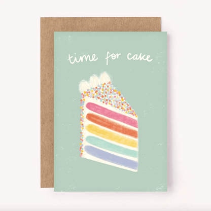 Time For Cake Birthday Card - Green