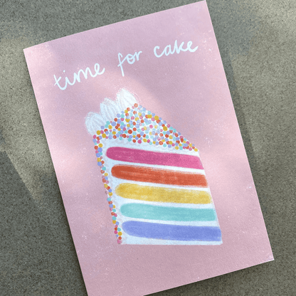 Time For Cake Birthday Card - Pink