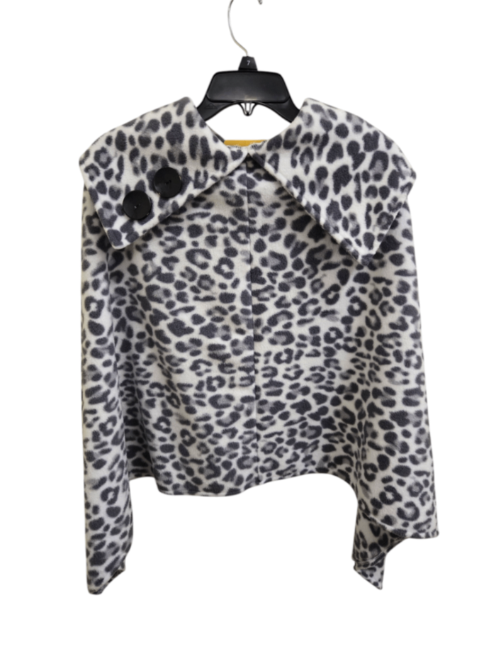 Unknown Poncho One Size Fits Most White with Gray leopard print