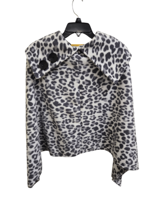 Unknown Poncho One Size Fits Most White with Gray leopard print