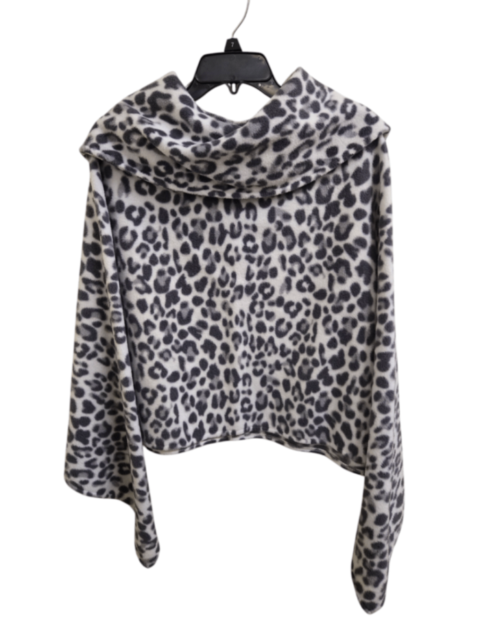 Unknown Poncho One Size Fits Most White with Gray leopard print