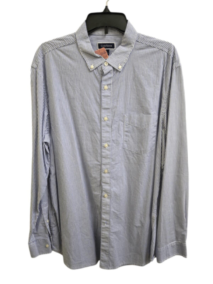 Very Good XL Blue & White Striped Club Room Button-Down Shirt