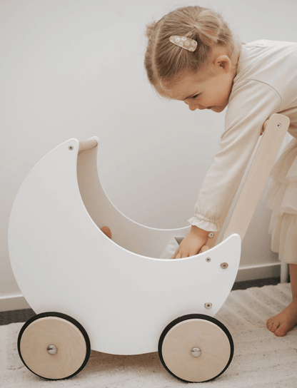 Wooden Moon Doll Pram White