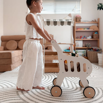 Wooden Toy Shopping Trolley