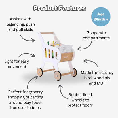 Wooden Toy Shopping Trolley