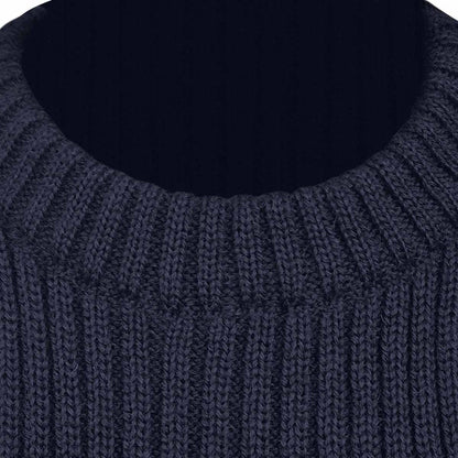 navy blue rib knit woolly pully army jumper with epaulettes